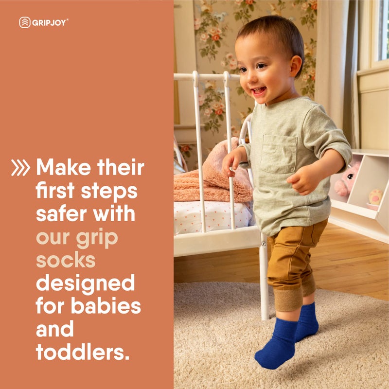 Gripjoy Toddler Socks with Grippers, Non-Slip for Kids, Enhanced Stability, Comfortable Cotton - 4 Pairs - Image 3
